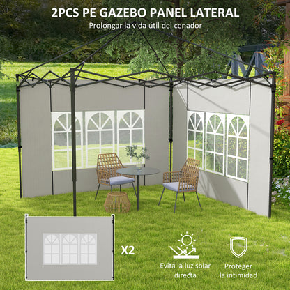 Side Walls for 3x3 m and 3x6 m Gazebo Set of 2 Walls with Windows 293x193 cm White