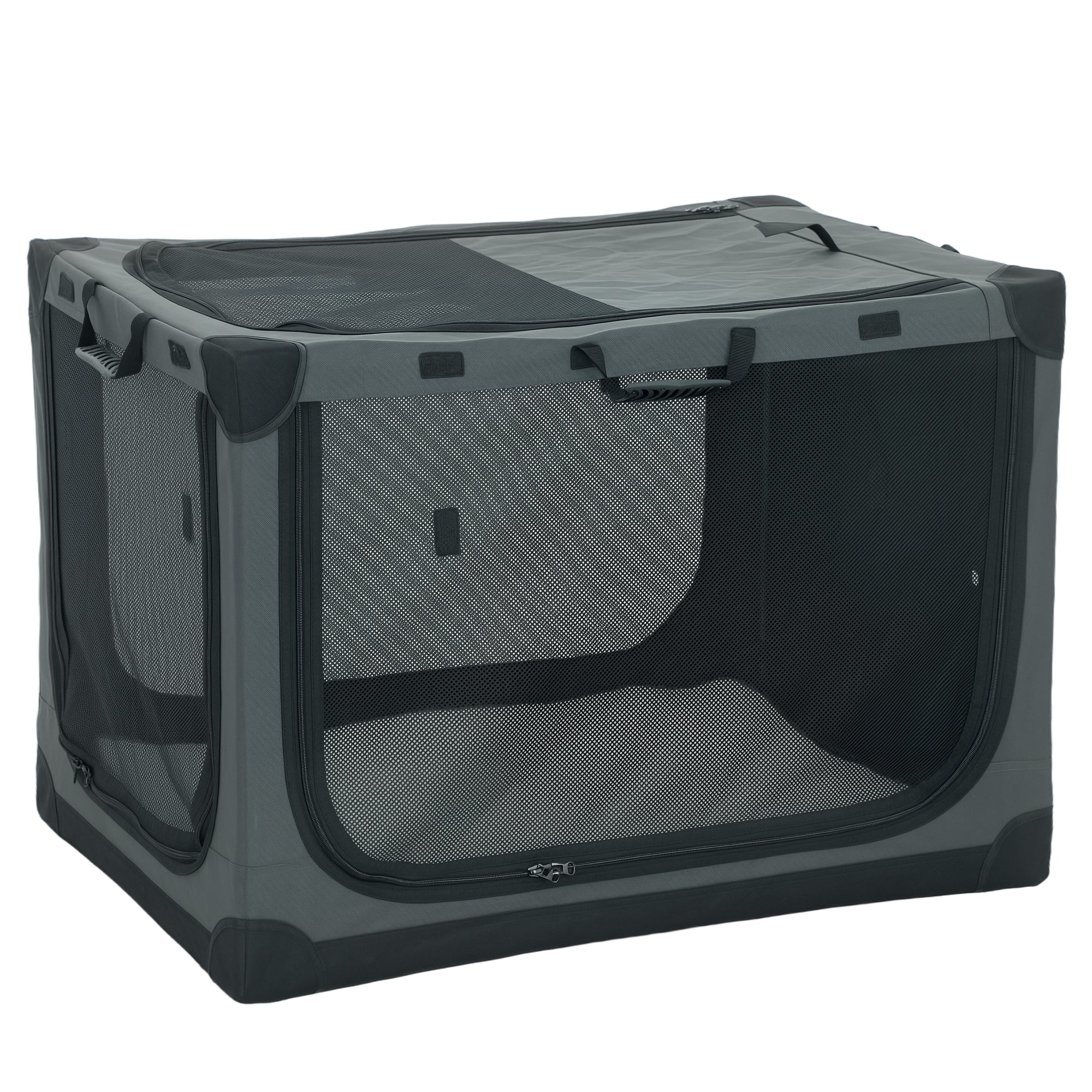 Foldable Soft Pet Crate with Cushion, Removable Washable Cover, Breathable 600D Oxford Fabric Carrier for Cats & Dogs up to 84 lb — Army Green