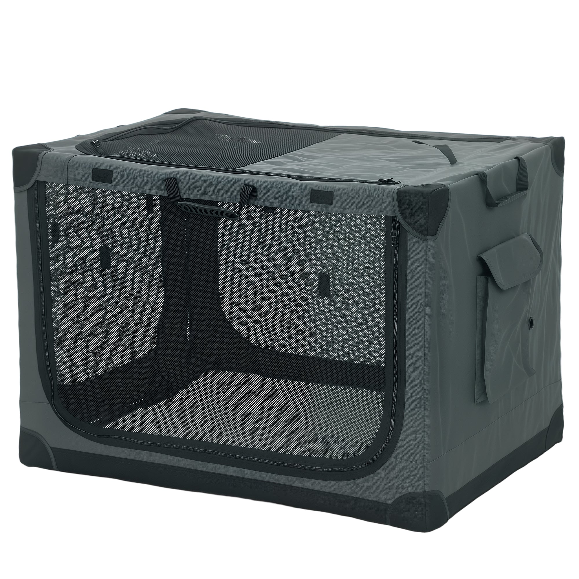 Foldable Soft Pet Crate with Cushion, Removable Washable Cover, Breathable 600D Oxford Fabric Carrier for Cats & Dogs up to 84 lb — Army Green
