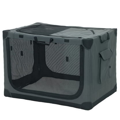 Foldable Soft Pet Crate with Cushion, Removable Washable Cover, Breathable 600D Oxford Fabric Carrier for Cats & Dogs up to 84 lb — Army Green