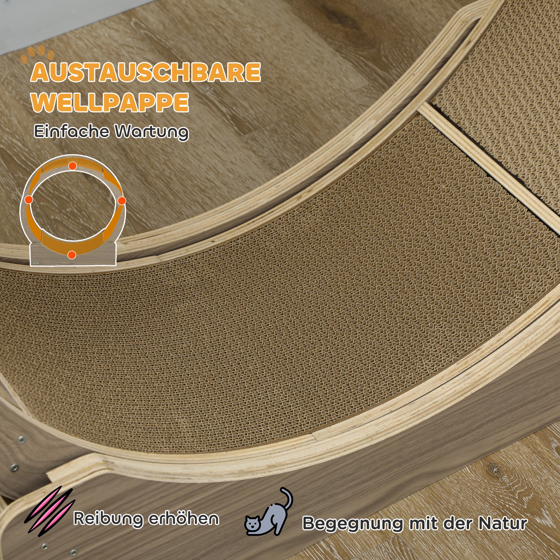 Cat Exercise Wheel 91 cm Diameter Cat Wheel with Brake Treadmill Scratching Pad, Cat Wheel Track for Weight Loss & Health, Walnut
