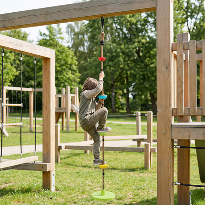 Ninja Line Kids Slackline Set with Swing & Platforms — Outdoor Playset Gear for Ages 3–8, Green