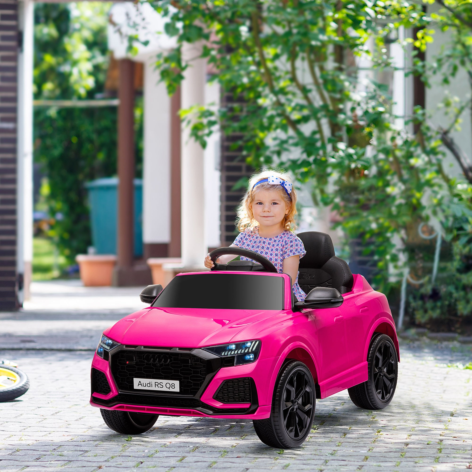 Kids Electric Car +3 Years Audi RS Q8 Licensed 6V Battery 2 Motors Remote Control MP3 Music Horn Lights Max Speed 3km/h 101x62x51 cm Pink