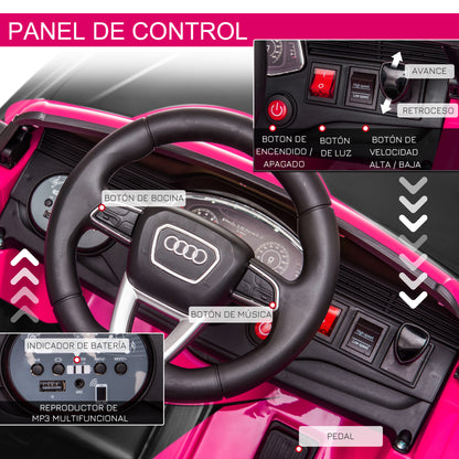 Kids Electric Car +3 Years Audi RS Q8 Licensed 6V Battery 2 Motors Remote Control MP3 Music Horn Lights Max Speed 3km/h 101x62x51 cm Pink