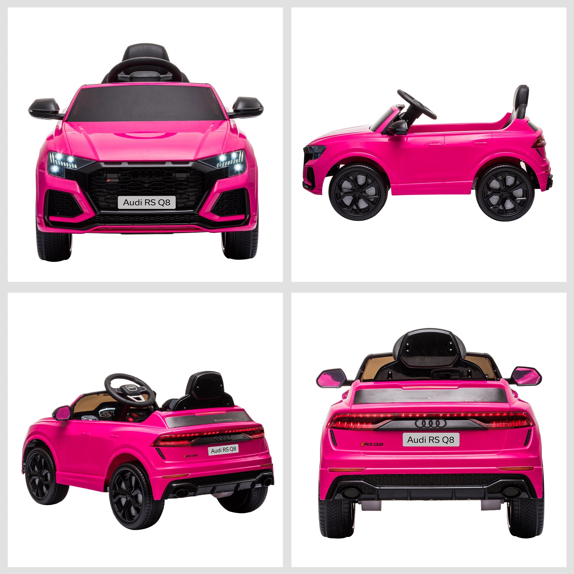 Kids Electric Car +3 Years Audi RS Q8 Licensed 6V Battery 2 Motors Remote Control MP3 Music Horn Lights Max Speed 3km/h 101x62x51 cm Pink
