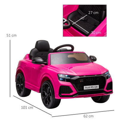 Kids Electric Car +3 Years Audi RS Q8 Licensed 6V Battery 2 Motors Remote Control MP3 Music Horn Lights Max Speed 3km/h 101x62x51 cm Pink