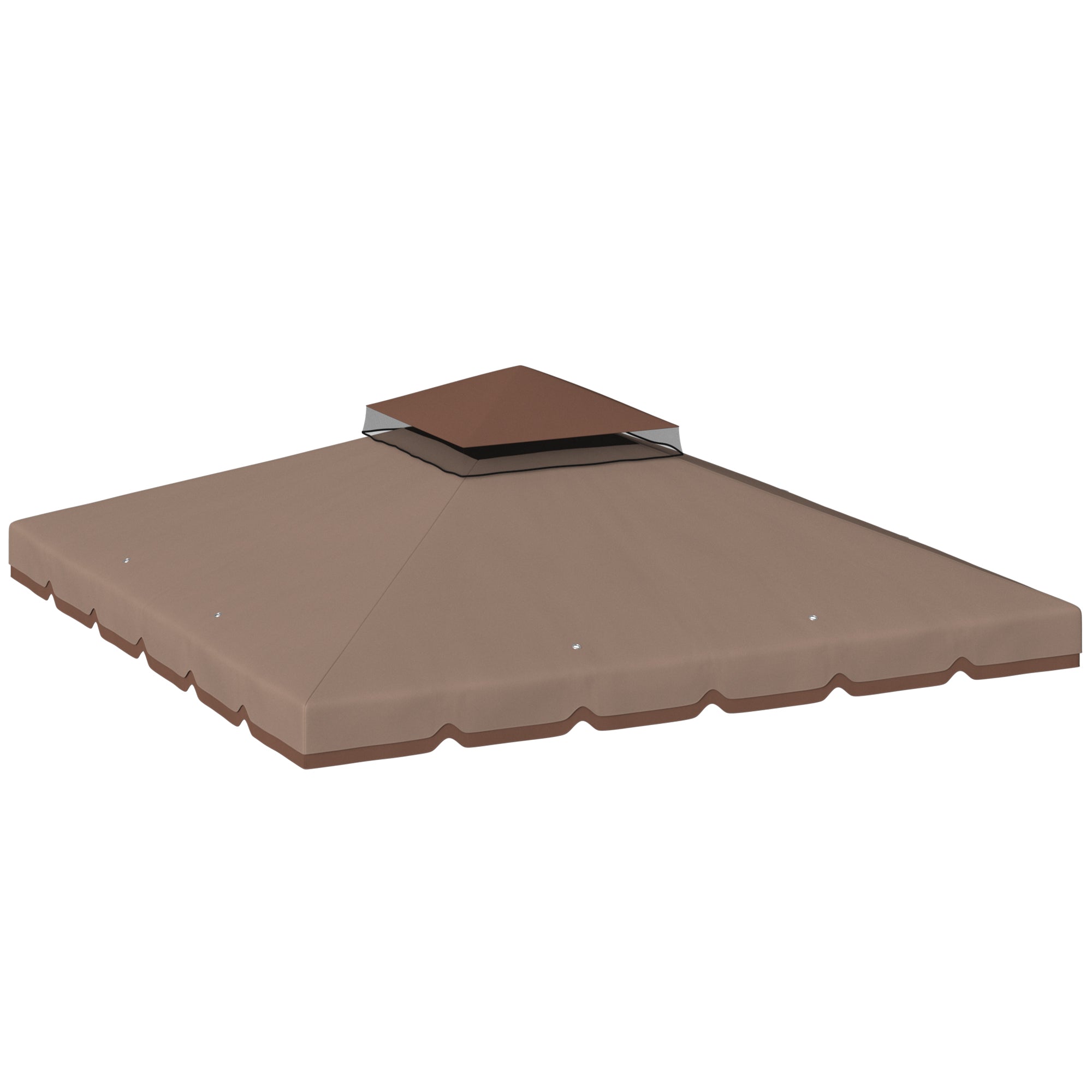Replacement Canopy for 3 x 3 m Gazebo — Water-Resistant Double Roof with Drainage Holes, Polyester Cover, Khaki