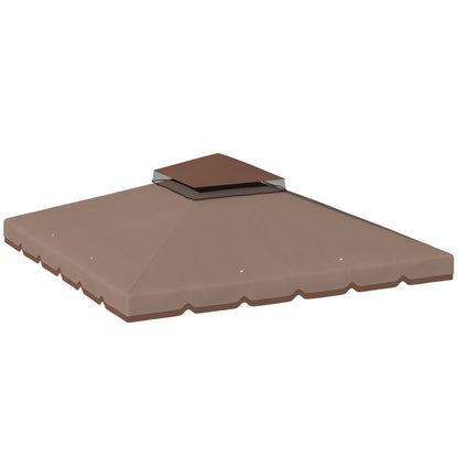Replacement Canopy for 3 x 3 m Gazebo — Water-Resistant Double Roof with Drainage Holes, Polyester Cover, Khaki