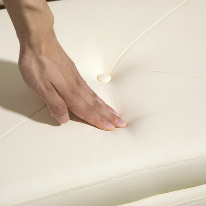 Bedroom Storage Chest 33L Storage Ottoman Upholstered in PU Storage Bench with Wooden Legs for Hallway Living Room 60x38x40 cm Cream