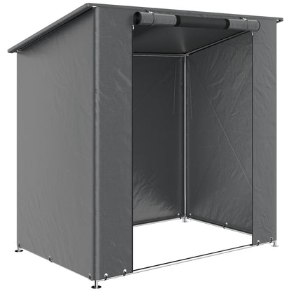 Waterproof Garden Storage Shelter 1.87 x 1.20 m (6.1 x 3.9 ft) – Sloped Roof, Roll-Up Zip Door, Vent, Reinforced Metal Frame, UV Resistant – Dark Gray
