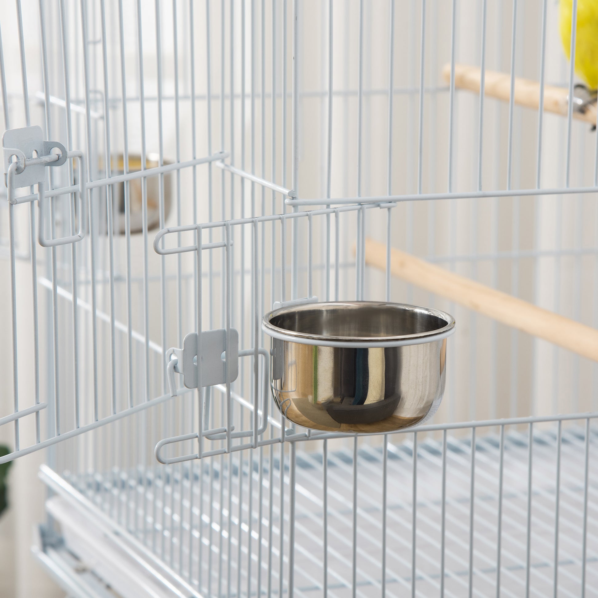 Bird Cage with Wheels Large Cage with Stand Birdhouse with Removable Tray Doors Feeders Perches and Lower Shelf for Cockatiel Budgie Sun Conure 50x49x137 cm White