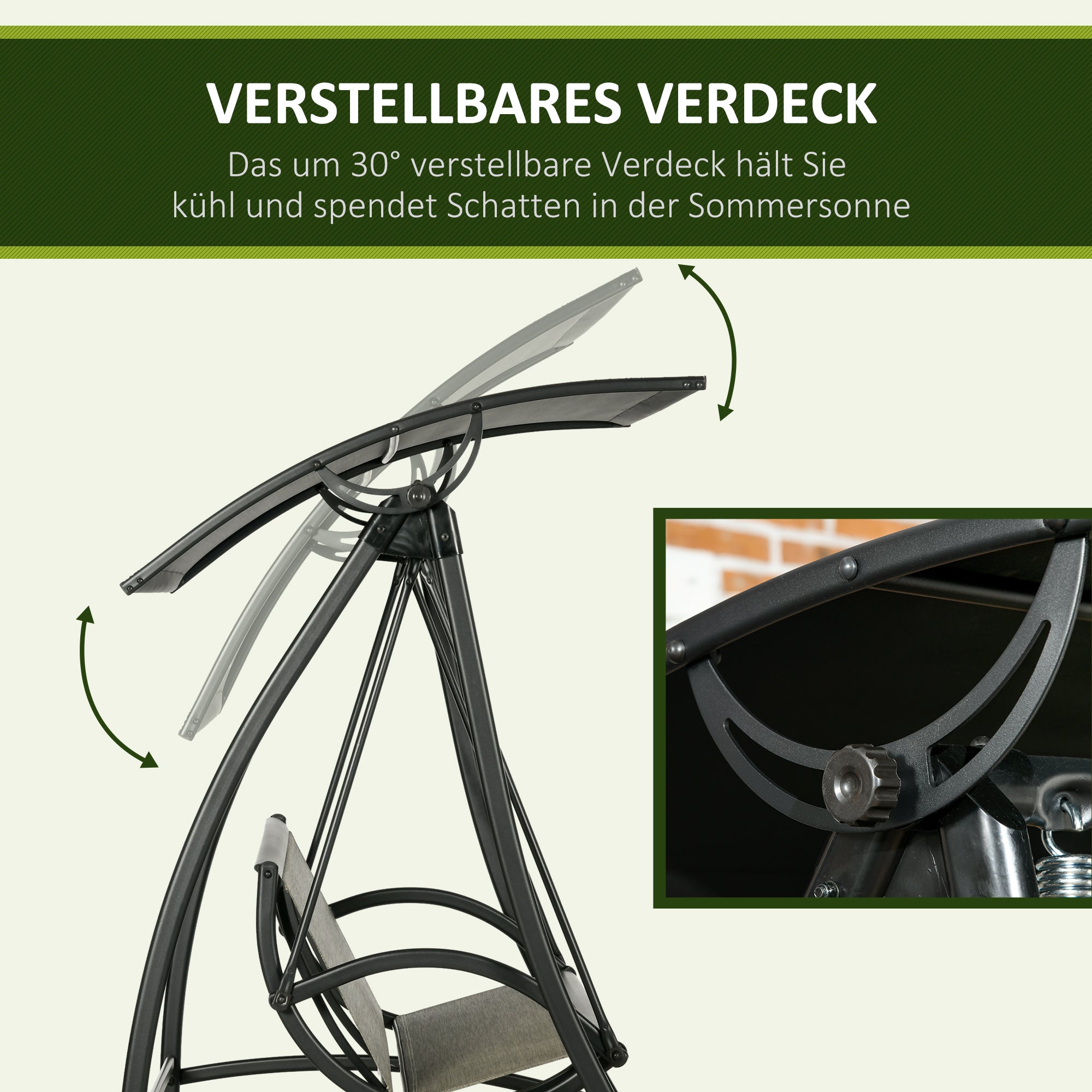 Hollywood Swing Bench 3-Seater, Garden Swing with Adjustable Sunshade, UV Protection, Swing Bench up to 330 kg Capacity, Textilene, for Garden, Terrace, Black