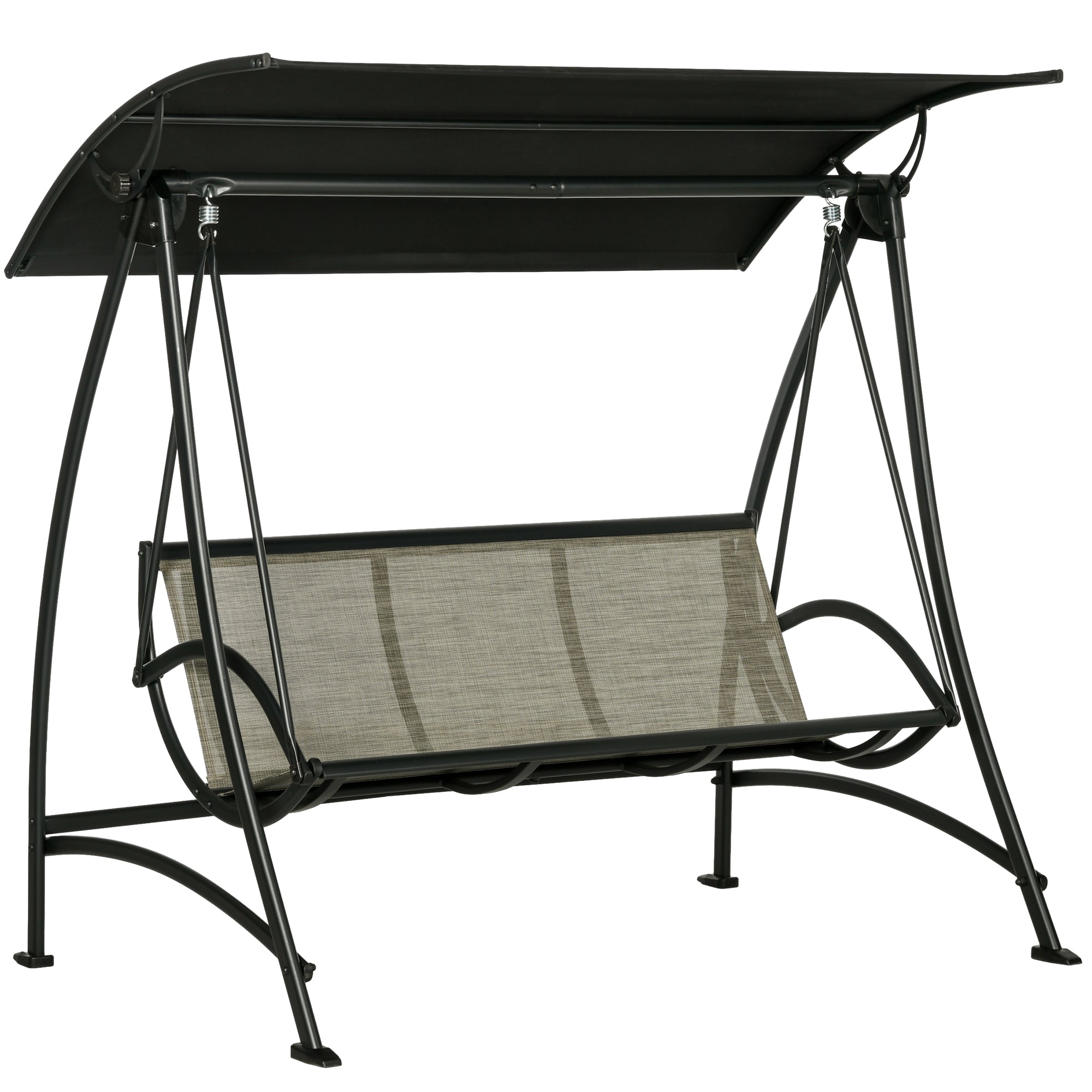 Hollywood Swing Bench 3-Seater, Garden Swing with Adjustable Sunshade, UV Protection, Swing Bench up to 330 kg Capacity, Textilene, for Garden, Terrace, Black