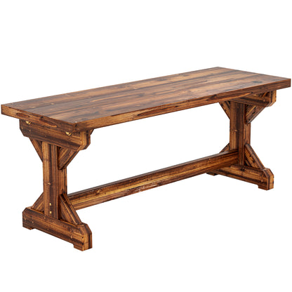 2-Person Weather-Resistant Solid Spruce Garden Bench with X-Base, Charred Finish — 45 x 16 x 18 in, 530 lb Capacity