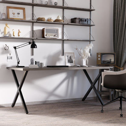 2 Pieces Steel Table Legs Table Feet for Dining Table Desk Coffee Table Table Base in X-Form Black 72cm