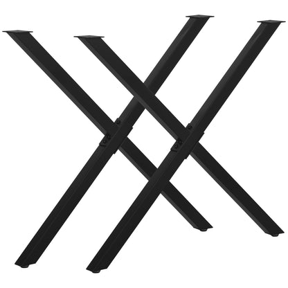 2 Pieces Steel Table Legs Table Feet for Dining Table Desk Coffee Table Table Base in X-Form Black 72cm