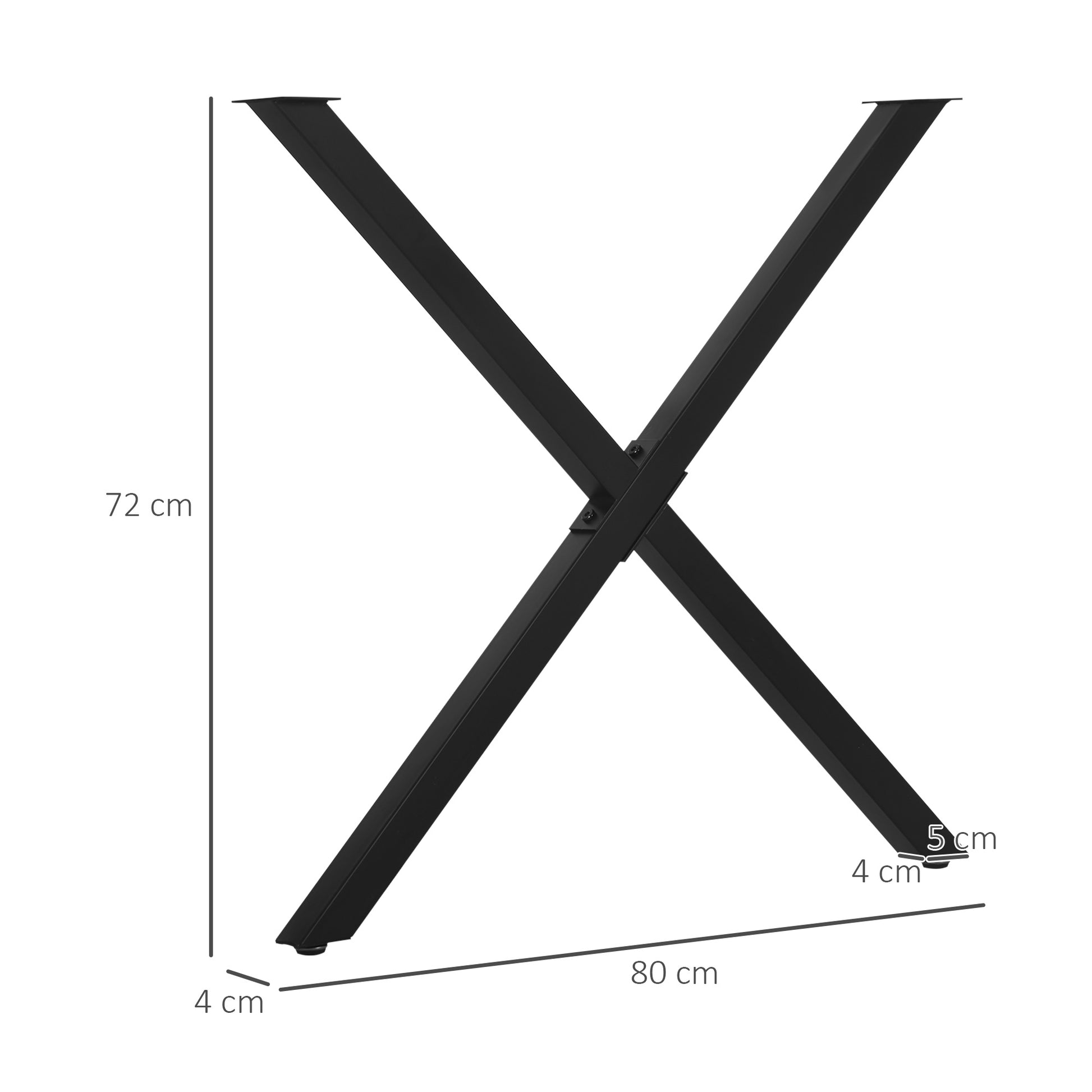 2 Pieces Steel Table Legs Table Feet for Dining Table Desk Coffee Table Table Base in X-Form Black 72cm