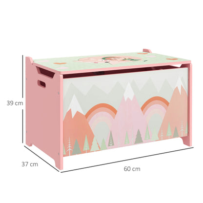 ZONEKIZ Storage Boxes Toy Boxes for Kids 3 to 8 Years Old with 2 Handles and Fox Print Load 20 kg for Books Clothes in Bedroom Living Room Dining Room 60x37x39 cm Pink