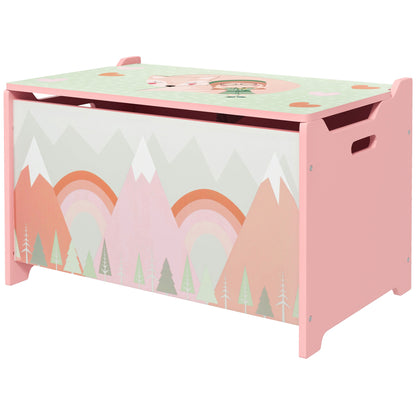 ZONEKIZ Storage Boxes Toy Boxes for Kids 3 to 8 Years Old with 2 Handles and Fox Print Load 20 kg for Books Clothes in Bedroom Living Room Dining Room 60x37x39 cm Pink