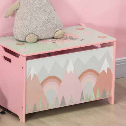 ZONEKIZ Storage Boxes Toy Boxes for Kids 3 to 8 Years Old with 2 Handles and Fox Print Load 20 kg for Books Clothes in Bedroom Living Room Dining Room 60x37x39 cm Pink