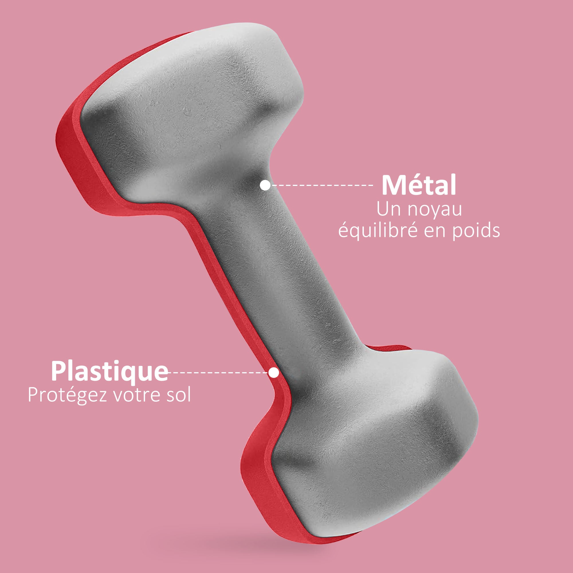 SPORTNOW Set of 2 hexagonal dumbbells with non-slip handle for home workout, 2 x 4 kg, red