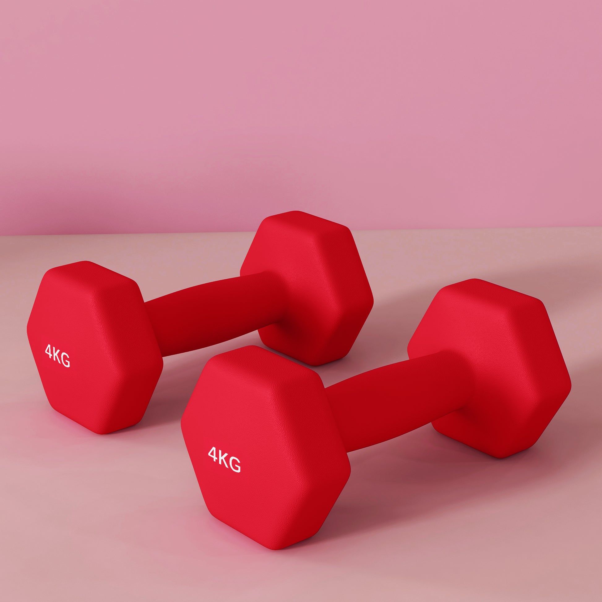 SPORTNOW Set of 2 hexagonal dumbbells with non-slip handle for home workout, 2 x 4 kg, red