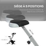 SPORTNOW Foldable Exercise Bike, Quiet Fitness Bike Indoor Bike with 8-Level Magnetic Resistance, Heart Rate Sensor, Adjustable Seat, LCD Display, and Wheels, Gray