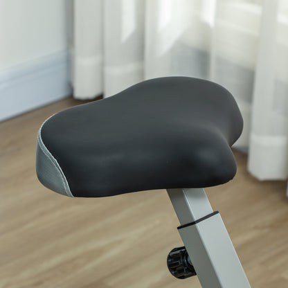 SPORTNOW Foldable Exercise Bike, Quiet Fitness Bike Indoor Bike with 8-Level Magnetic Resistance, Heart Rate Sensor, Adjustable Seat, LCD Display, and Wheels, Gray