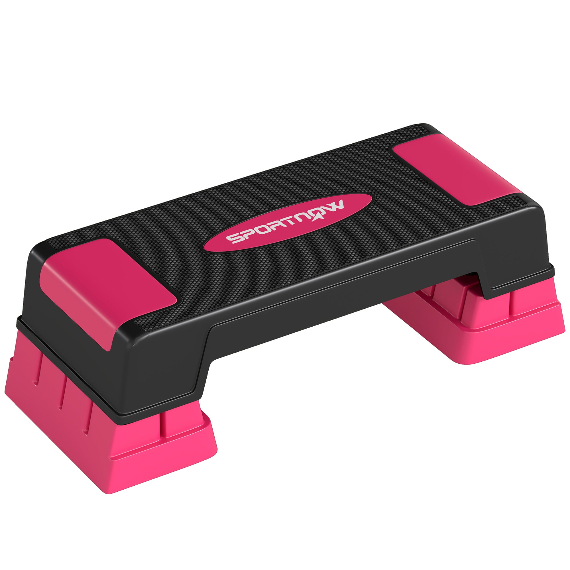 SPORTNOW Aerobic Step — Non-Slip Adjustable Stepper for Fitness (4.7/6.9/8.9 in), Sturdy Base, 551 lb Capacity for Home Gym — Pink