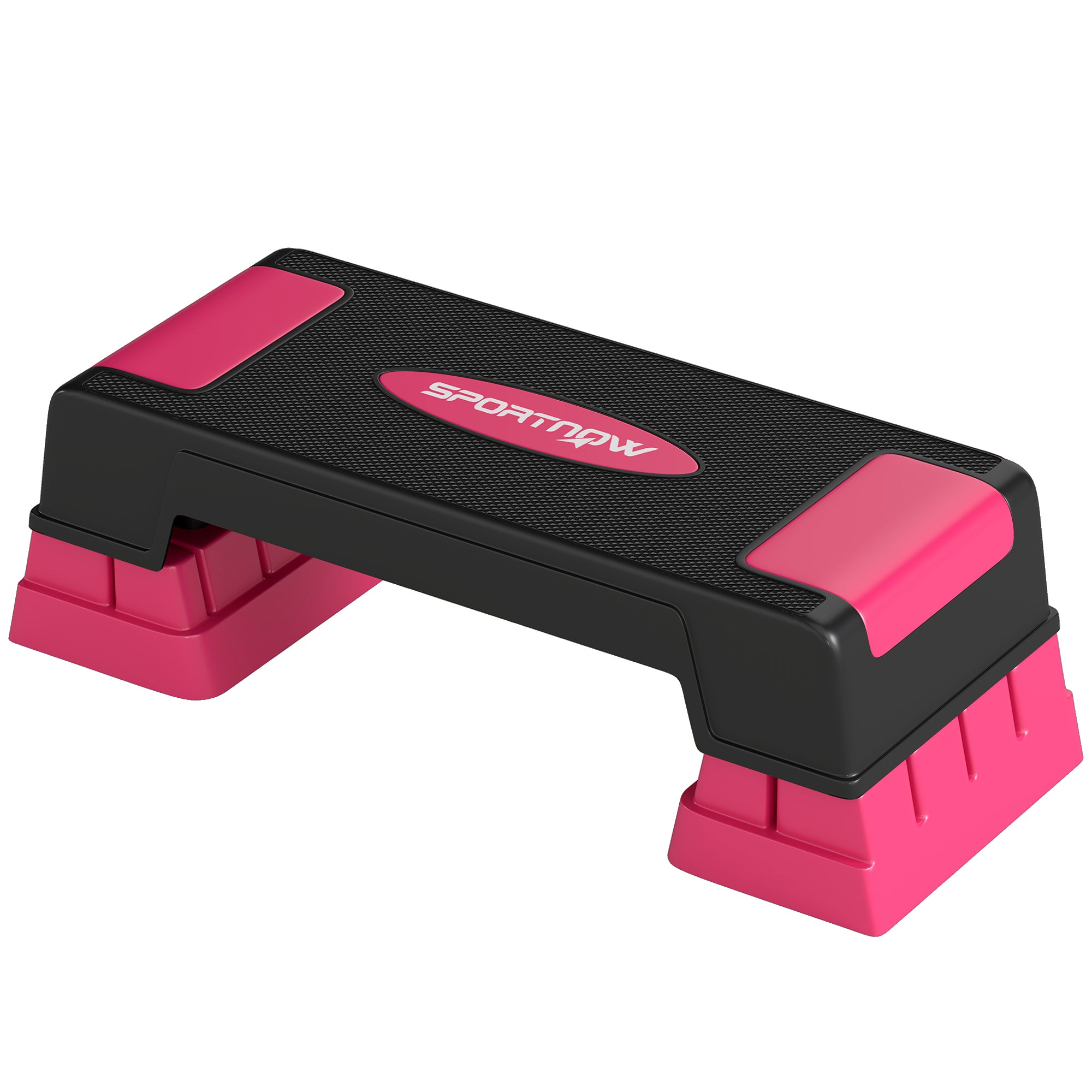 SPORTNOW Aerobic Step — Non-Slip Adjustable Stepper for Fitness (4.7/6.9/8.9 in), Sturdy Base, 551 lb Capacity for Home Gym — Pink