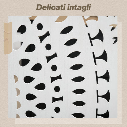 3-Panel Indoor Room Divider, Folding Carved Wooden Separator for Home and Office, 120x170cm, White