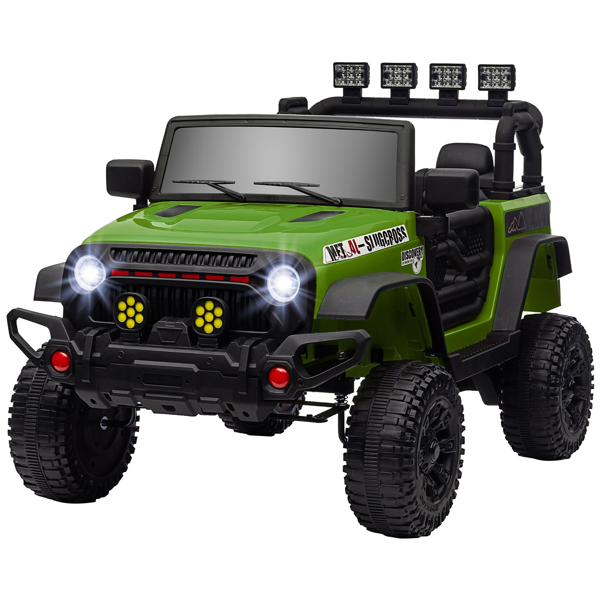 Electric Car for Kids 3+ Years Children's Electric Off-Road Vehicle 12V Battery with Remote Control Shock Absorbing Wheels Bluetooth LED Headlights Horn Music Green