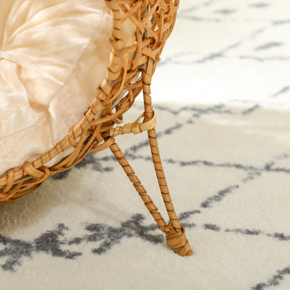 Rattan Cat House Basket with Thick Cushion Ø 40 x 32 cm Light Brown