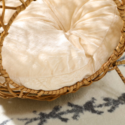 Rattan Cat House Basket with Thick Cushion Ø 40 x 32 cm Light Brown