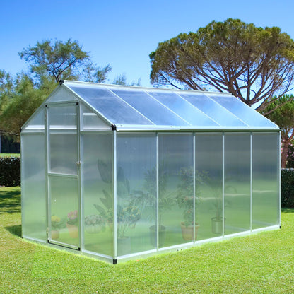 Garden Greenhouse 3 x 2 m Aluminum Polycarbonate 5.5m² Foundation Ventilation Window Latch Door