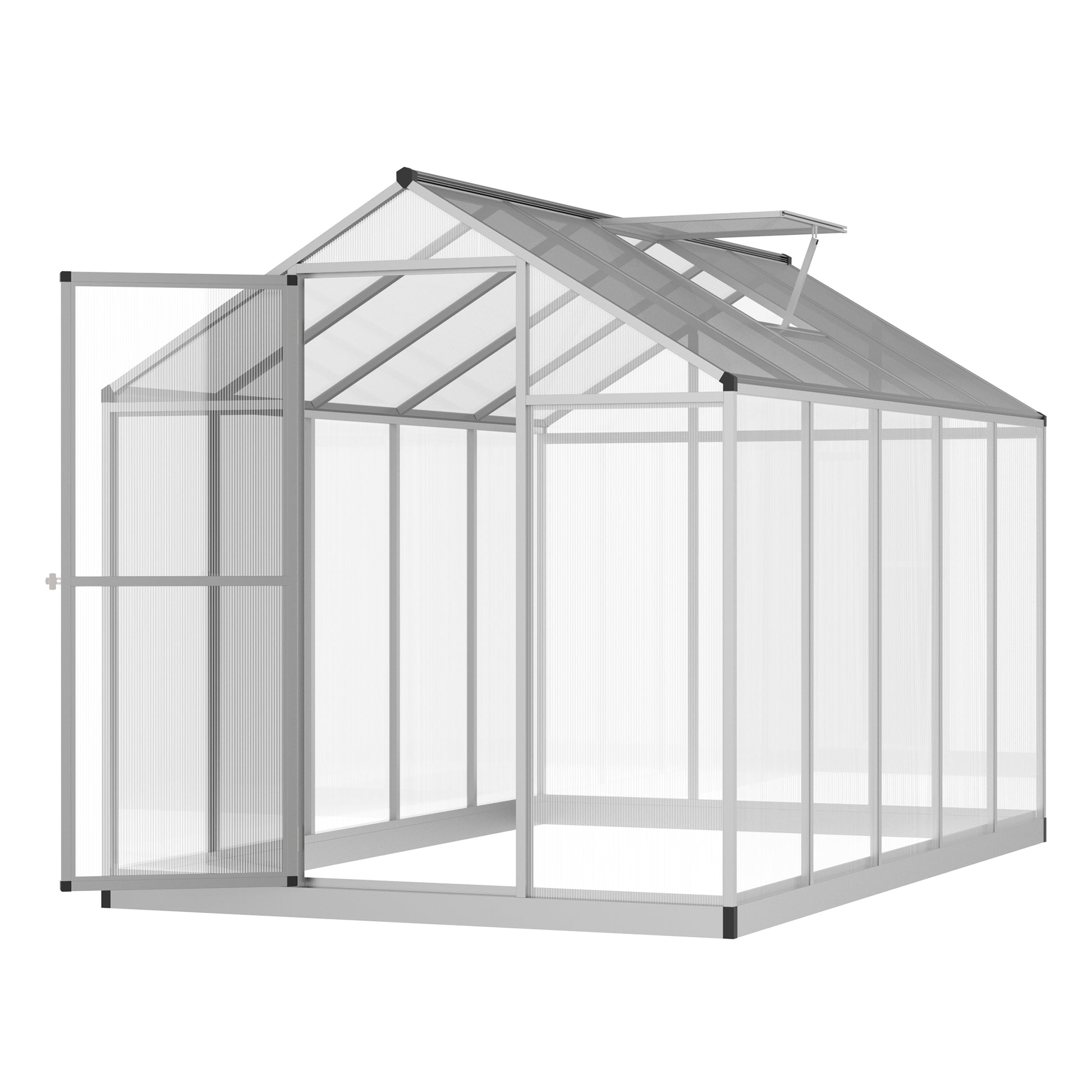Garden Greenhouse 3 x 2 m Aluminum Polycarbonate 5.5m² Foundation Ventilation Window Latch Door