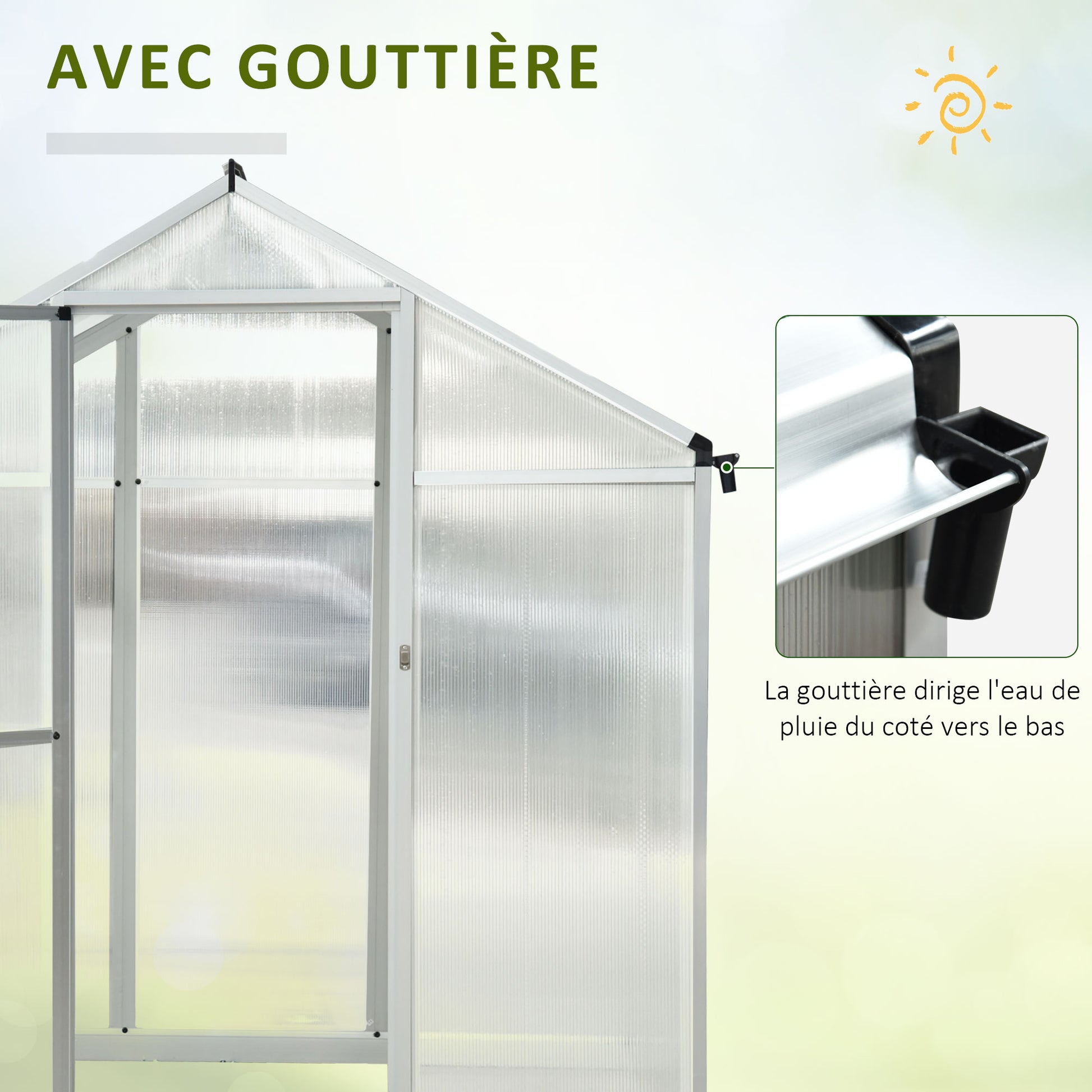 Garden Greenhouse 3 x 2 m Aluminum Polycarbonate 5.5m² Foundation Ventilation Window Latch Door
