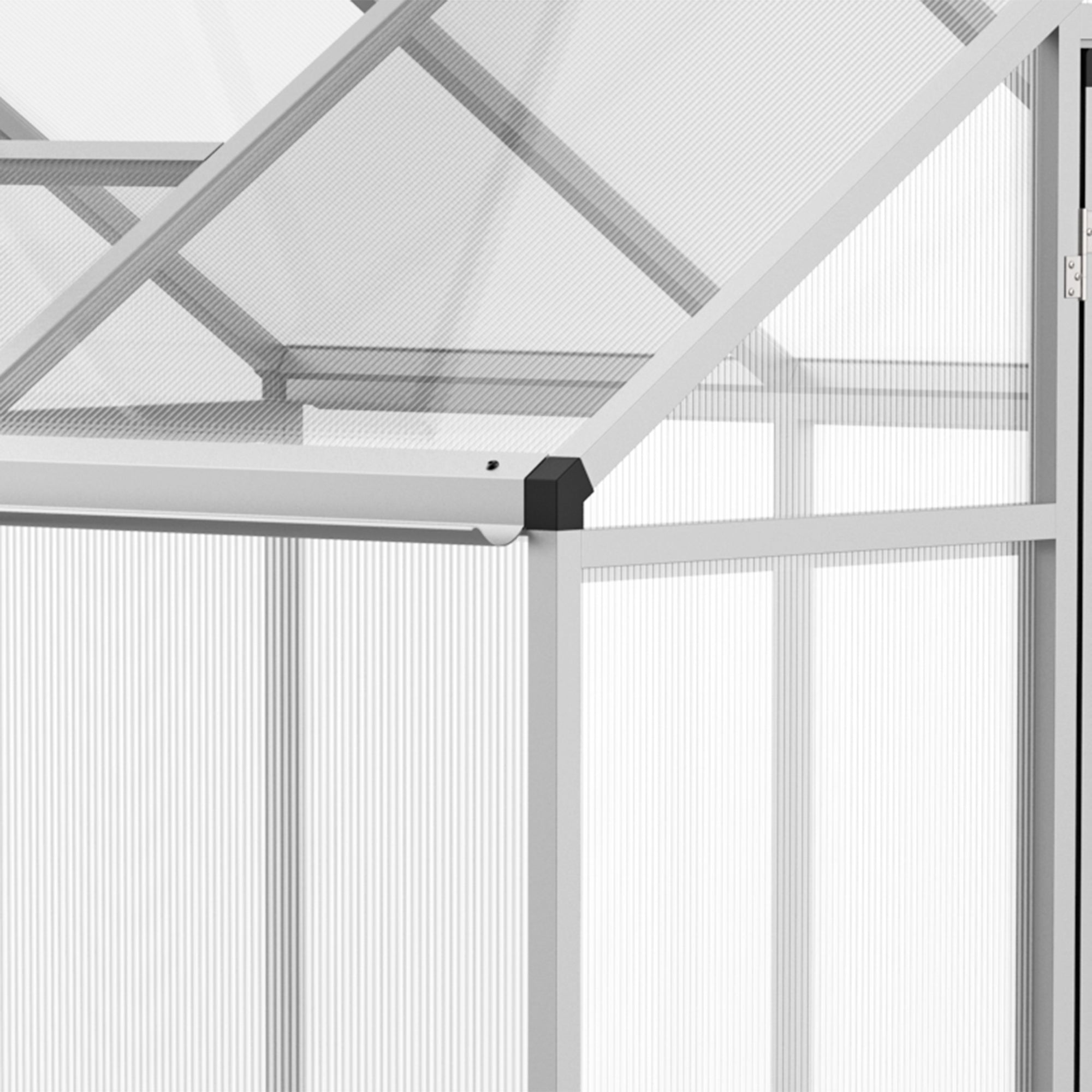 Garden Greenhouse 3 x 2 m Aluminum Polycarbonate 5.5m² Foundation Ventilation Window Latch Door