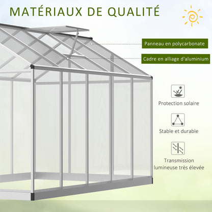 Garden Greenhouse 3 x 2 m Aluminum Polycarbonate 5.5m² Foundation Ventilation Window Latch Door