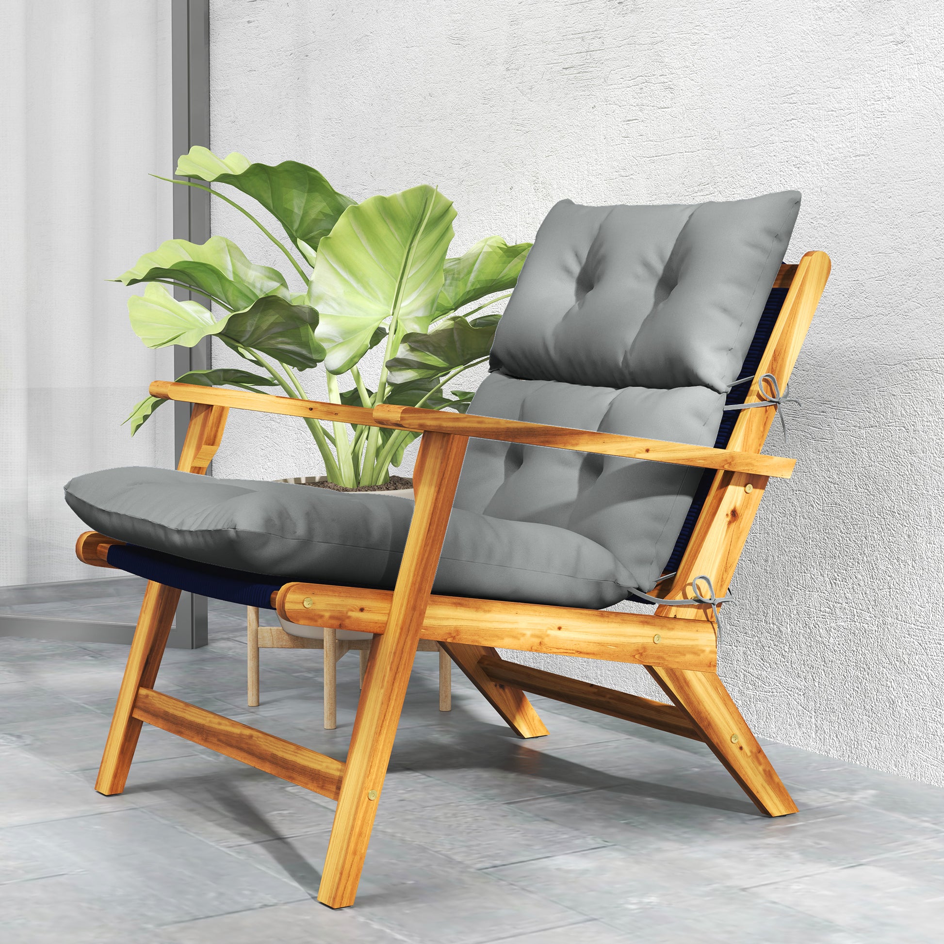 Seat Cushion, 115x56 cm Chair Cushion with Tie Straps, Backrest, 10cm Thick Padding, Water-Resistant Seat Pad for Home, Garden, Office, Chairs, Light Grey