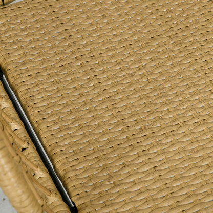 5 pcs Rattan Garden Furniture Set, Seating Group with Cushions, Garden Set with 2 Coffee Tables, 2 Armchairs, 1 Loveseat Sofa, Seating Set for Garden, Terrace, Steel, Beige