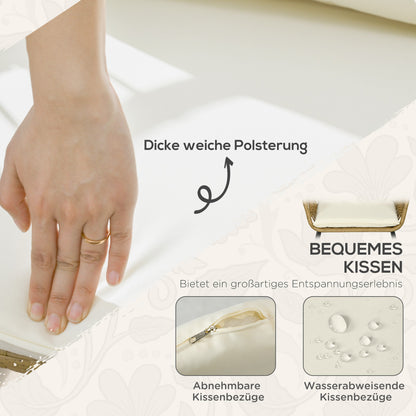 5 pcs Rattan Garden Furniture Set, Seating Group with Cushions, Garden Set with 2 Coffee Tables, 2 Armchairs, 1 Loveseat Sofa, Seating Set for Garden, Terrace, Steel, Beige