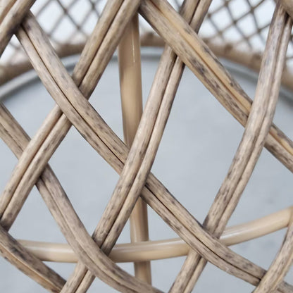 Rattan Side Table Garden Table, 45 x 45 cm Coffee Table with UV Protection, Balcony Table with Safety Glass Tabletop, Boho Design Coffee Table, Brown