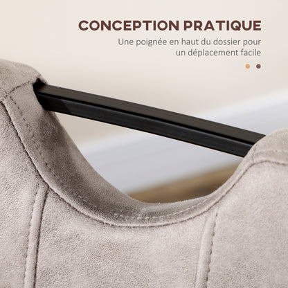 Set of 4 dining chairs with microfiber upholstery, steel sled legs, and handle kitchen chair with gray backrest