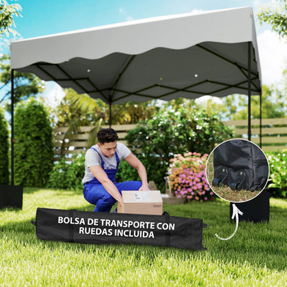 Pop-up Foldable Gazebo 3x3 m Foldable Canopy with UV 50+ Protection Adjustable Height Sandbag and Wheeled Bag for Camping Parties White