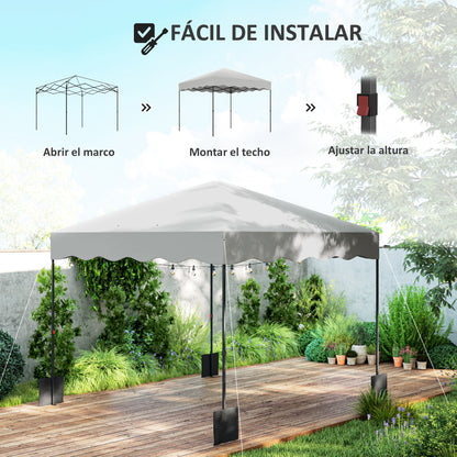 Pop-up Foldable Gazebo 3x3 m Foldable Canopy with UV 50+ Protection Adjustable Height Sandbag and Wheeled Bag for Camping Parties White