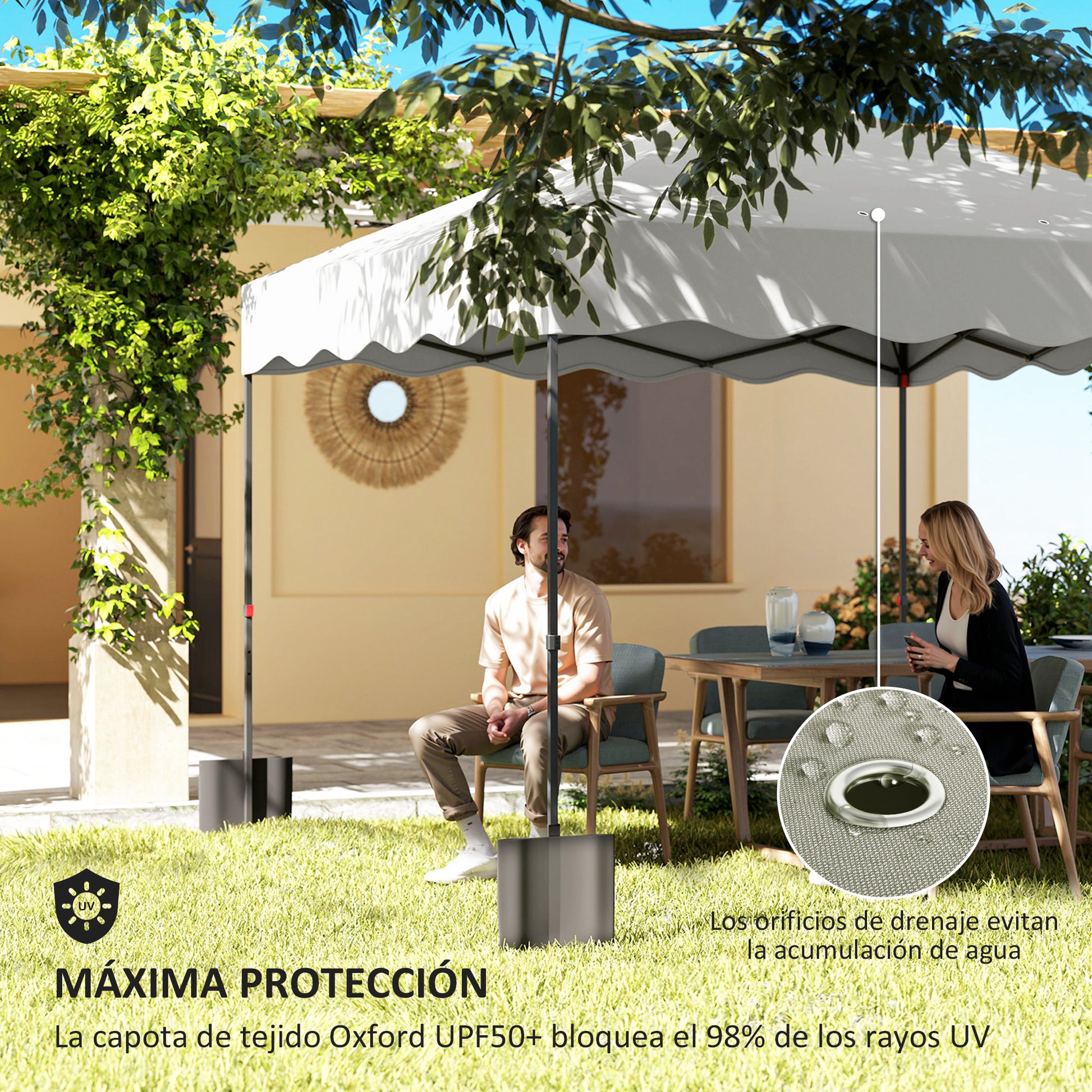 Pop-up Foldable Gazebo 3x3 m Foldable Canopy with UV 50+ Protection Adjustable Height Sandbag and Wheeled Bag for Camping Parties White