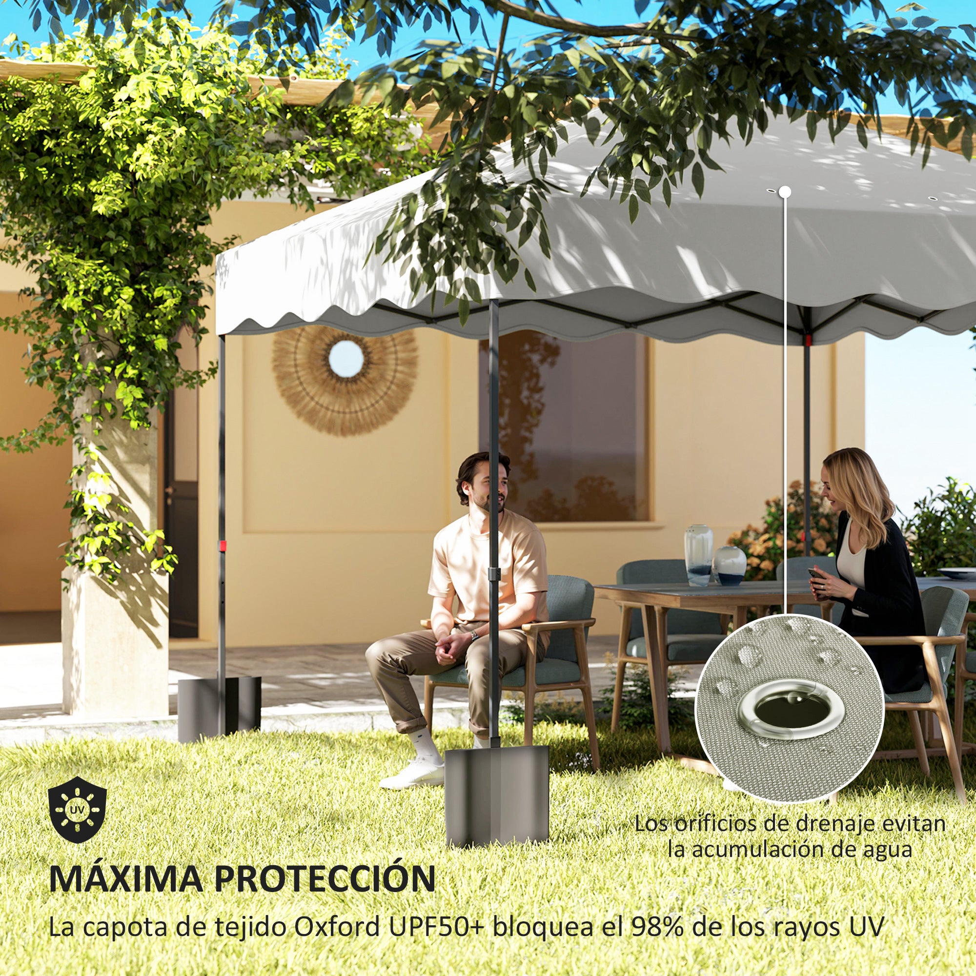 Pop-up Foldable Gazebo 3x3 m Foldable Canopy with UV 50+ Protection Adjustable Height Sandbag and Wheeled Bag for Camping Parties White