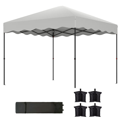 Pop-up Foldable Gazebo 3x3 m Foldable Canopy with UV 50+ Protection Adjustable Height Sandbag and Wheeled Bag for Camping Parties White