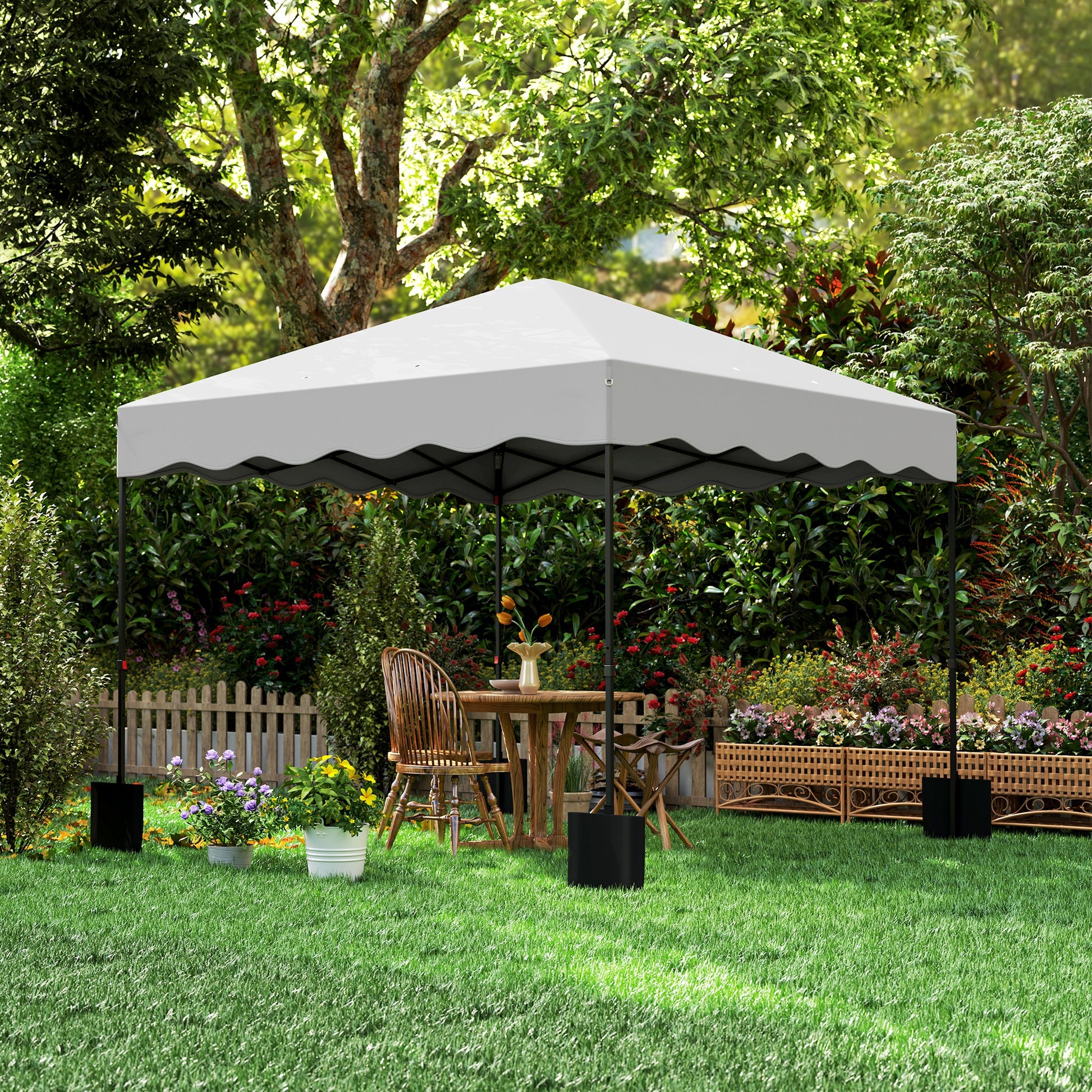 Pop-up Foldable Gazebo 3x3 m Foldable Canopy with UV 50+ Protection Adjustable Height Sandbag and Wheeled Bag for Camping Parties White